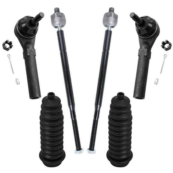 Detroit Axle - Front 6pc Tie Rods Kit for 08-10 Chrysler Town & Country Dodge Grand Caravan, 09-11 VW Routan, 4 Inner Outer Tie Rods 2 Boots Replacement
