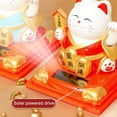 thumbnail image 4 of Figura de gato de la suerte con energía solar que da la bienvenida a la mano temblorosa, estilo chino, estatua de gato de la suerte con energía luminosa, adorno para consola central de coche, 4 of 5