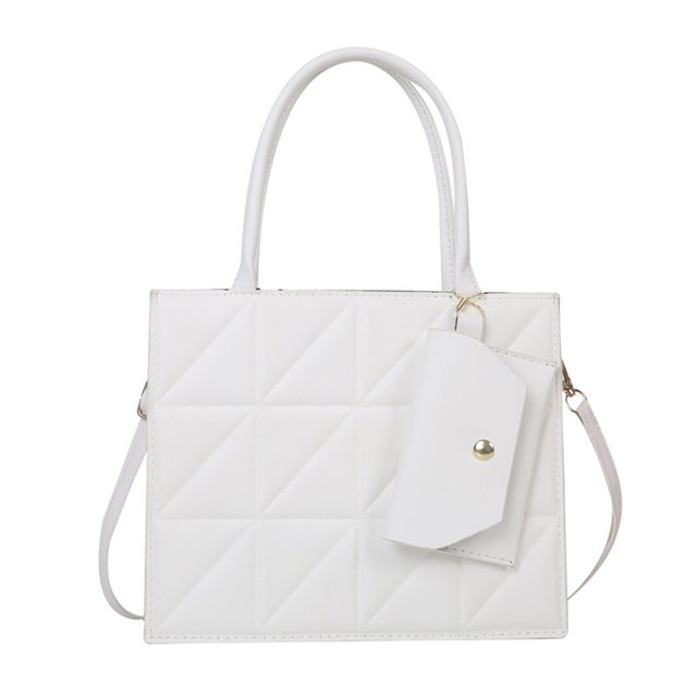 Bolso bandolera de piel sintética de nueva tendencia, sencillo, pequeño, cuadrado, moderno, portátil, color blanco