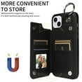 thumbnail image 4 of Dteck Case for iPhone 15 Plus,Magnetic Clasp Luxury PU Leather Card Slots Stand Durable Shockproof Case Back Wallet Flip Cover with Ring Buckle Cover,Black, 4 of 10