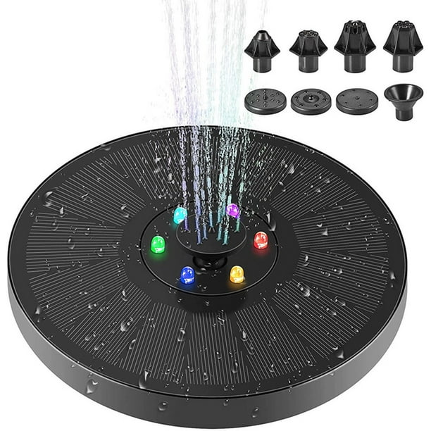 Naiovety Mini rociador de baño de animales para fuente Solar de 7V y 2,5 W, bomba de fuente de agua Solar, decoración de luz LED colorida para piscina Jardín y Patio Naiovety HA005786-00B