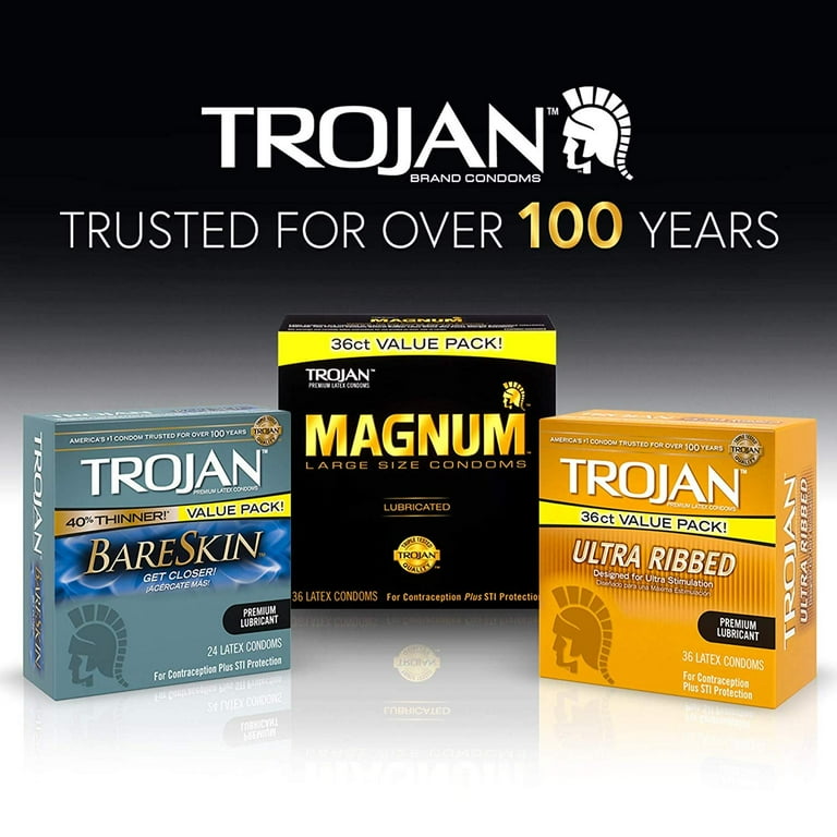 TROJAN Ultra Ribbed Stimulations Premium Lubricant Latex Condoms 36 ea  (Pack of 2) - Walmart.com