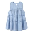 thumbnail image 5 of SwiftWear Women's Cute Ruffle Tank Top Crew Neck Cotton Linen Blend Summer Loose Sleeveless Top Casual Flowy Shirts, 5 of 6