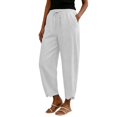 thumbnail image 2 of SAHFX Linen Crop Pants for Women Harem Pants Barrel Trousers Boho Travel Pant Beach Vacation Clothes Elastic Waist Trousers with Pockets Solid Color Office Work Slacks Beach Travel Vacation Outfits, 2 of 9