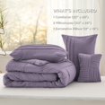 thumbnail image 5 of Full Comforter Set - 4 Pieces Pinch Pleat Bed Set, Purple Boho Bedding for All Season, 1 Soft Comforter, 2 Pillowcases, 1 Decorative Pillow, 5 of 7