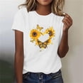 thumbnail image 2 of KIHOUT Nouveau Haut de Mode d'Été pour Femmes 2025, Haut Décontracté à Manches Courtes Imprimé Floral Col Rond Blanc 2TG, 2 of 4