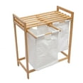 thumbnail image 6 of Bamboo Frame Laundry Hamper with Dual Basket Two-Sections Removable Laundry Bags, 6 of 23