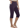 thumbnail image 4 of felwors Womens Yoga Capri Pants High Waist Capri Leggings with Pockets Wide Leg Crop Exercise Workout Summer Pants Purple, XXL, 4 of 7