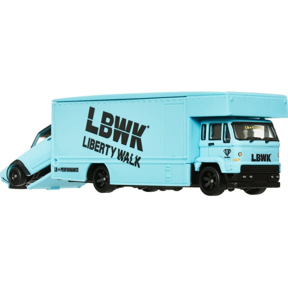 Hot Wheels Team Transport Truck & Race Car, Gift for Racing Collectors