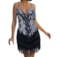 thumbnail image 2 of DailyTrove Women's Sleeveless Sequin Fringe Dress, V-Neck, Party & Night Out Wear, Sparkly Fit, 2 of 6