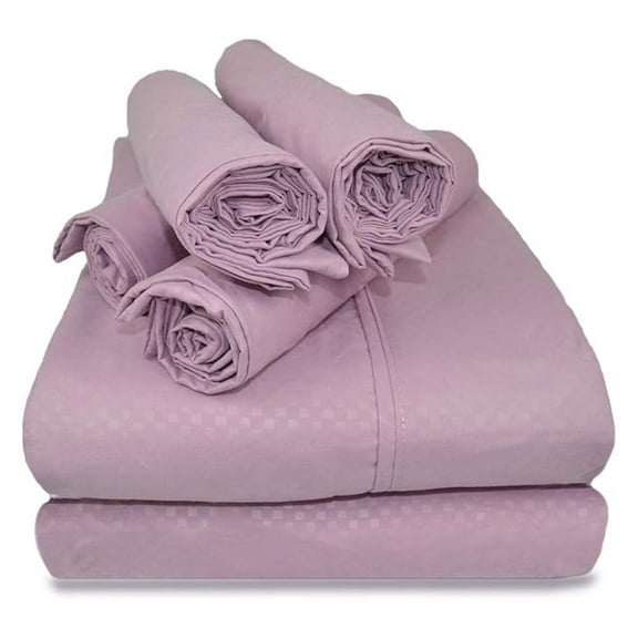 Victoria Valenti Embossed Sheet Set - 4 Pillowcases, Ultra Soft Microfiber, Deep Pocket King Lavender