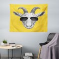 thumbnail image 1 of Sunglasses Tapestry, Hand Drawn Sketchy Portrait of a Goat in Greyscale Drawing, Fabric Wall Hanging Decor for Bedroom Living Room Dorm, 5 Sizes, Mustard Dark Grey, by Ambesonne, 1 of 1