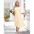 thumbnail image 2 of AURA Plus Size Women's 3/4 Sleeve A-line and Flare Midi Long Dress, 2 of 5