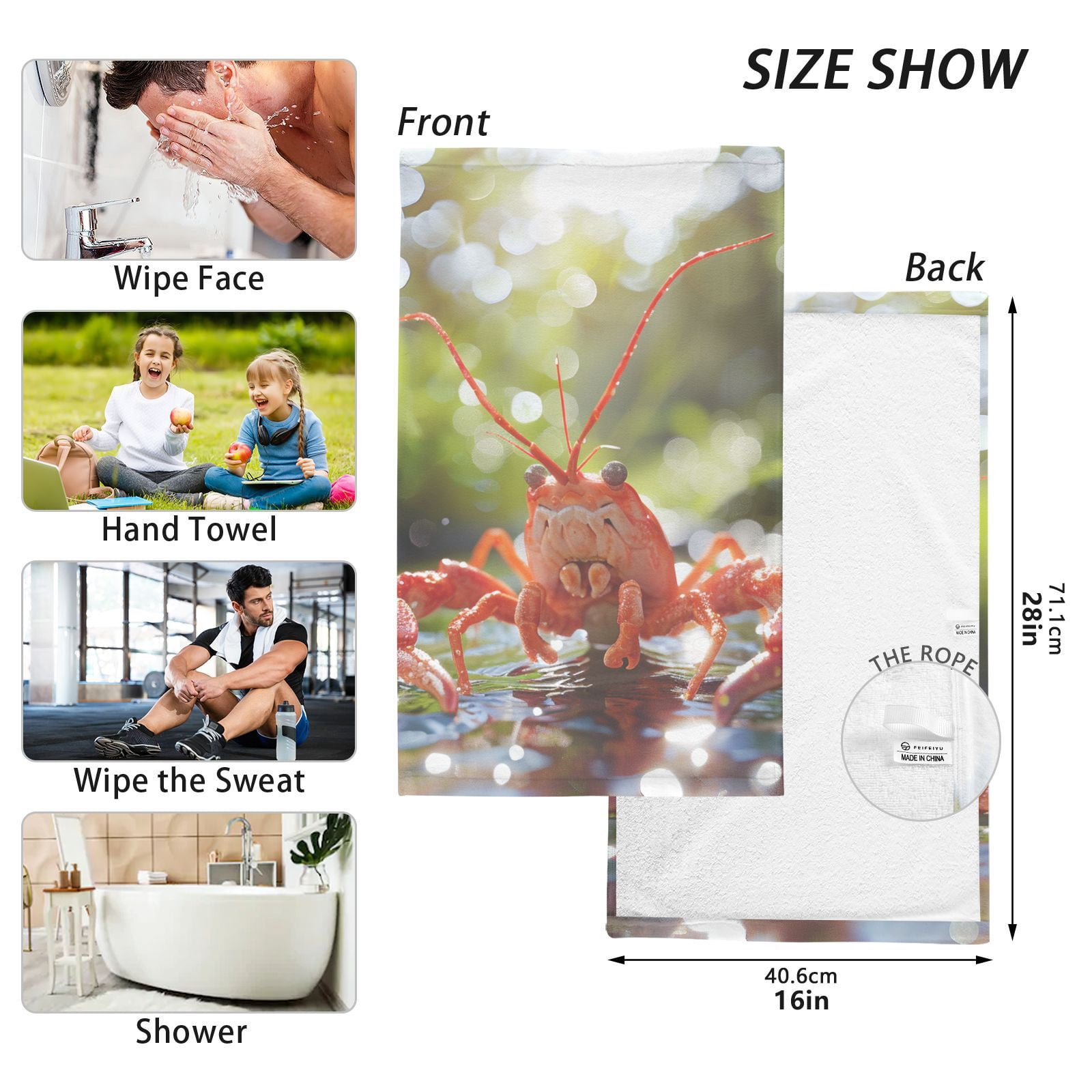 Lobster Hand Towels Cotton Bath Towels Large Face Towels Absorbent for Bathroom 2 Packs