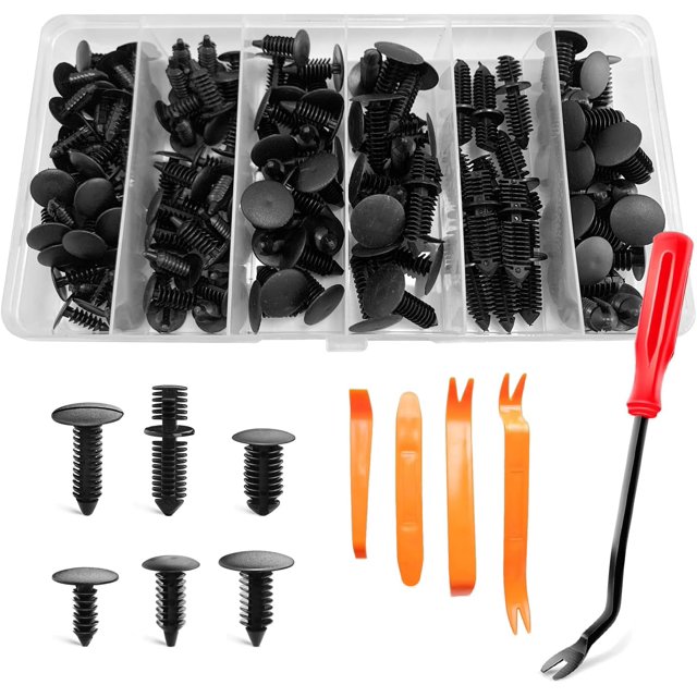Yazoeia 146PCS Car Retainer Clips, 6 Popular Sizes Nylon Auto Push Pin Rivets Set with Fastener Remover, Trim Panel Fender Bumper Shield Fasteners, Push Retainers Clip Replacement Kit CJC912-115873