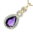 thumbnail image 2 of Mauli Jewels Engagement Necklace for Women 1.70 Carat Pear Shaped Amethyst and Diamond Pendant 4-prong 10K Yellow Gold|Silver Chain, 2 of 3