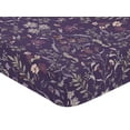 thumbnail image 3 of Sweet Jojo Designs Boho Floral Wildflower Plum Purple Girl Fitted Crib Sheet, 3 of 6