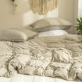 thumbnail image 3 of Move Over Khaki Bedding Sets Taupe Duvet Cover Set Twin Three Layer Pom Poms Pattern Soft Washed Microfiber No Filling, 3 of 8