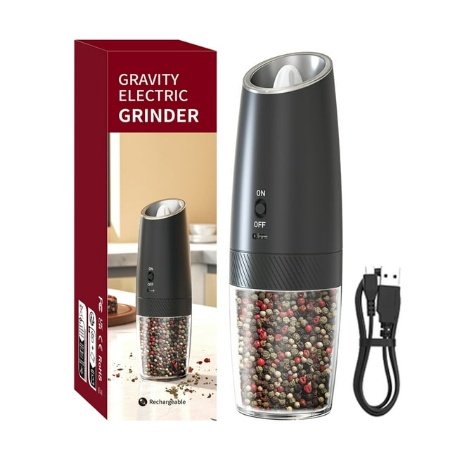 Molinillo De Sal Y Pimienta EléCtrico Recargable Con Grosor Ajustable, Molinillo Recargable, Dispositivo De Cocina Alimentado Por BateríA