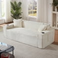 thumbnail image 4 of Leumius Cloud Sofa,3 Seater Boneless Couch with Cupholders,Upholstered Corduroy Fabric Modern Loveseat with Deep Seats for Living Room Bedroom,White, 4 of 7