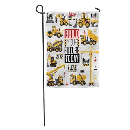 The Range Garden Furniture SIDONKU Range of Construction Machinery Positive Motivation Slogan for Children Garden Flag Decorative Flag House Banner 12x18 inch ()