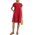 thumbnail image 4 of Vestido midi Zhyaj con cuello redondo y manga corta holgado, túnica de algodón, 4 of 7