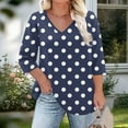 thumbnail image 3 of SCSAlgin Womens Plus Size Polka Dot Tops 3/4 Sleeve Blouses Crew Neck Shirts Casual Loose Tunic Tops, 3 of 5