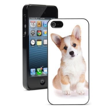 Dog Protector Case - Apple iPhone 6 6s Hard Color Back Case Cover Protector Cute Corgi Puppy Dog (Black)