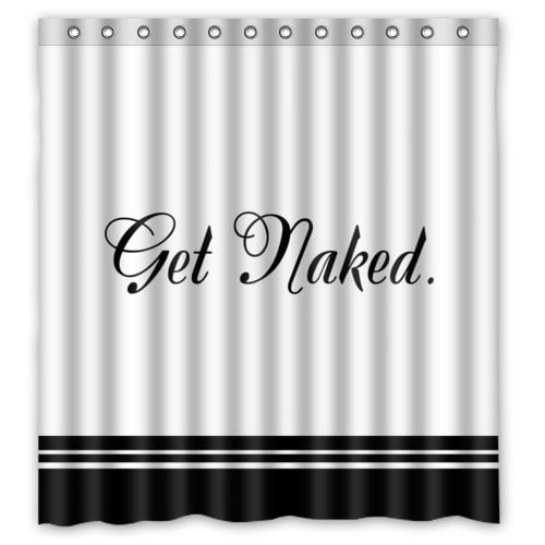 GreenDecor Funny Get Naked Waterproof Shower Curtain Set with Hooks Bathroom Accessories Size 66x72 inches