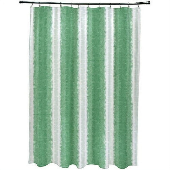 Simply Daisy 70" W x 73" H Sea Lines Stripe Print Polyester Shower Curtain, Green
