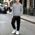 thumbnail image 6 of OVAFBAU Boys Girls Long Sleeve Hoodie Shirts Set Boys Girls Solid Hooded Long Sleeve Pullover Jogger Pants Set Outfits Set, 6 of 6
