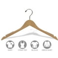 thumbnail image 3 of INTERNATIONAL HANGER 15 inch Natural Wood Top Hanger with Non-Slip Shoulder Grips, 25 Pack, 3 of 4