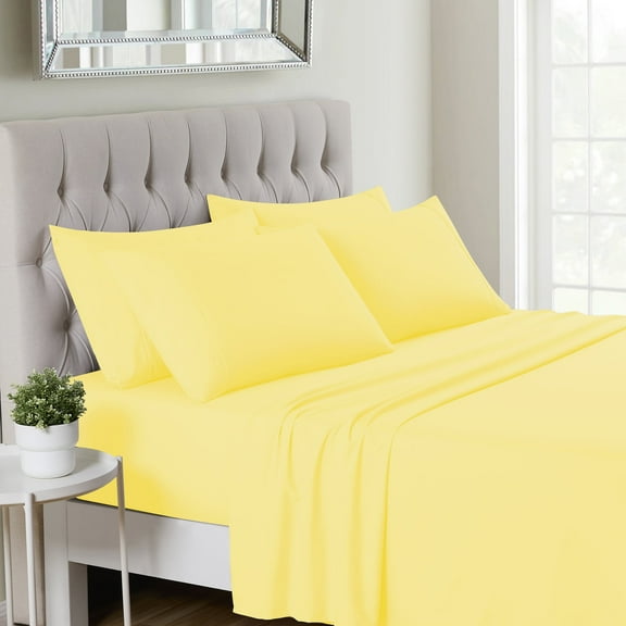 Sweet Home Collection 1500 Series 6 Piece Ultra Soft Microfiber Sheet Set, Full, Yellow
