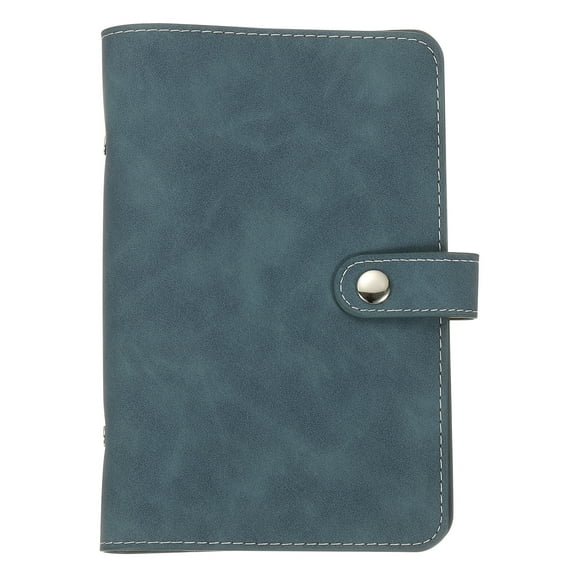 Uxcell A6 PU Leather Binder Cover, 6 Ring Loose Leaf Binder Protector Round Ring Binder Cover Refillable Notebook Binder for Meeting Photocard Budget Notebook Folder, Blue