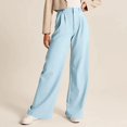 thumbnail image 2 of Women's High Waist Formal Pants Casual Commuting Temperament Slim Button Straight Pants Comfy Wide Leg Pants with Pockets, 2 of 6