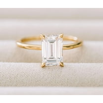 Jewelerix 1 CT Emerald Cut Ring 14K Plated Gold Moissanite Diamond Engagement Ring Classic Mother's Day Gift