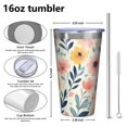thumbnail image 4 of 16oz Tumblers Pioneer Flower Stainless Steel Vacuum Insulated Double Wall Travel Tumbler Cups Mug with Lid and Straw,Cleaning Brush for Coffee,Tea, 4 of 4