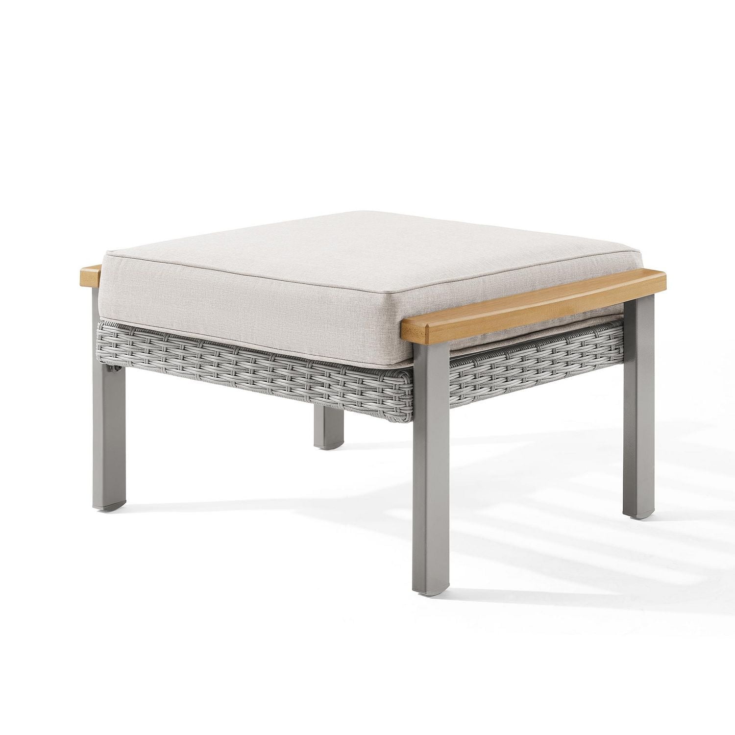 SONGMICS HOME Sencillo Collection - 5 Piece Patio Furniture Set, 2 Lounge Chairs, 2 Ottomans, 1 Coffee Table, Synthetic PE Rattan, Gray and Beige