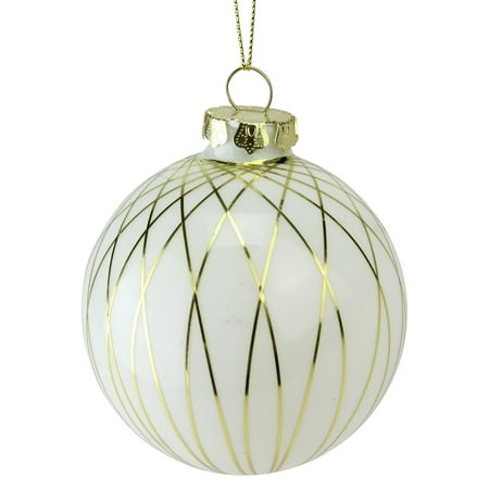 - Northlight Gilded Christmas Striped Glass Ball Christmas Ornament