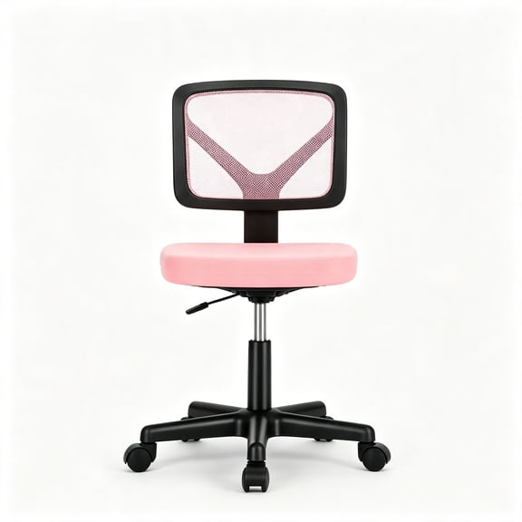 Mesh Task Office Chair, Armless Height Adjustable Swivel Computer Desk Chair, Pink