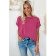 thumbnail image 6 of Women's Rose Red Textured Knit Exposed Stitching T-shirt - [ZhiHiMeRi] | (US 12-14)L, 6 of 7