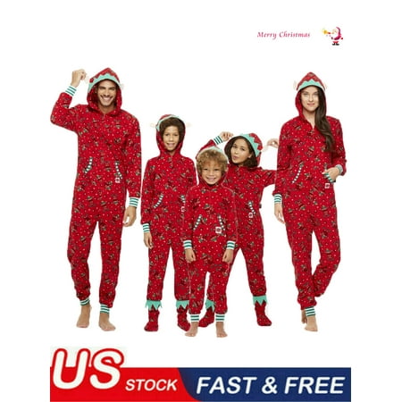 

Christmas Family Pajamas Sets Print Hoodie Zipper Parent-Child Sleepwear Home Nightwear
