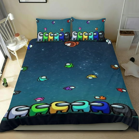 Bedding Set For Among Us Comforter Cover Set Cute Duvet Cover Sets Super Soft Teens Bedding Set Kids Bedroom Gifts,1 Duvet Cover with 2 Pillowcases Twin 3 Piece