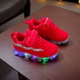 thumbnail image 4 of UTTOASFAY Toddler Shoes Toddler Baby Girls Boys Led Glow Breathable Shoes Kids Flying Knit Sequins Sneakers Red 5-5.5Year, 4 of 9