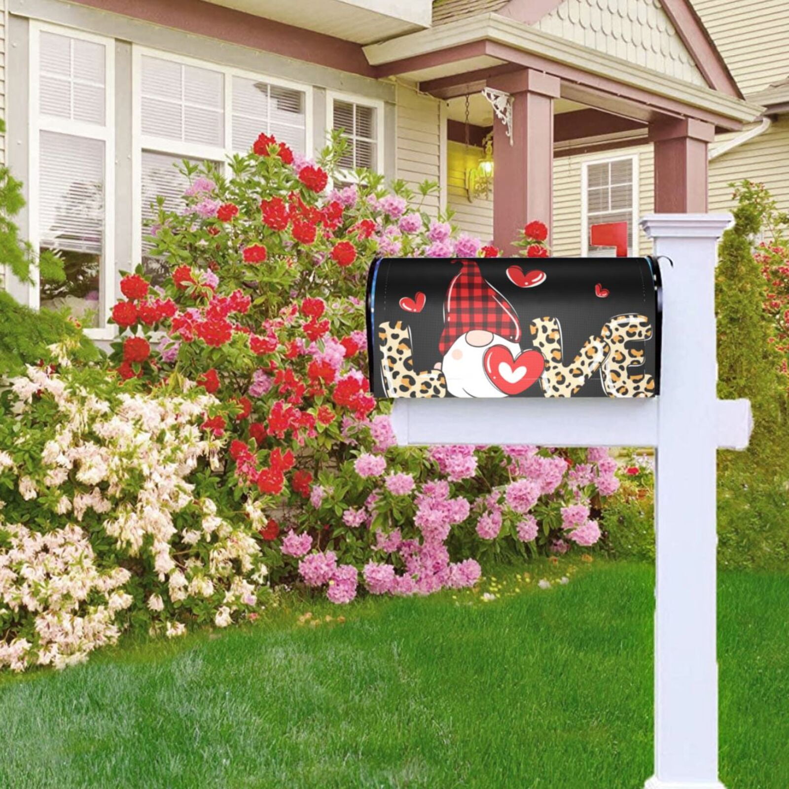 Logiee Love Gnomes Print Post Letter Box Wrap Decor, Mailbox Cover Suitable for Standard Mailbox and Large Size Mailbox,Outdoor Yard Decoration-25.5x21 in