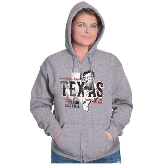 Retro Betty Boop Texas State Outline Zip Hoodie Sweatshirt Women Brisco Brands S