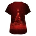 thumbnail image 4 of Dwellite Christmas Scrub Tops Women Xmas Tree Print V Neck Short Sleeve Plus Size Scrubs Medical Uniform Shirts with Pockets Red 3XL, 4 of 5
