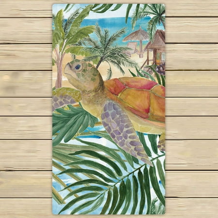 YKCG Sea Turtle Seashell Starfish Tropical Palm Tree Leaves Hand Towel Beach Towels Bath Shower Towel Bath Wrap For Home Outdoor Travel Use 30x56