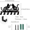 thumbnail image 2 of Colgador de llaves de metal con forma de gato para colgar en la pared, de hierro, con 6 ganchos, organizador de llaves de metal, color negro, 2 of 9