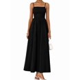 thumbnail image 3 of Women'S Summer Maxi Dresses Beach Sundress Casual Spaghetti Strap Smocked Swing A Line Long Flowy Dress Black XL, 3 of 7